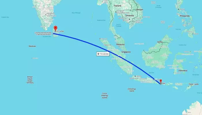 موقعیت جغرافیایی سریلانکا و بالی روی نقشه